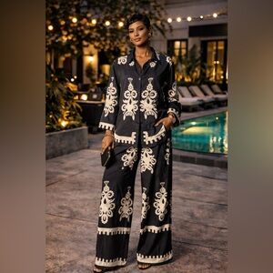 Black and Cream Jumpsuit